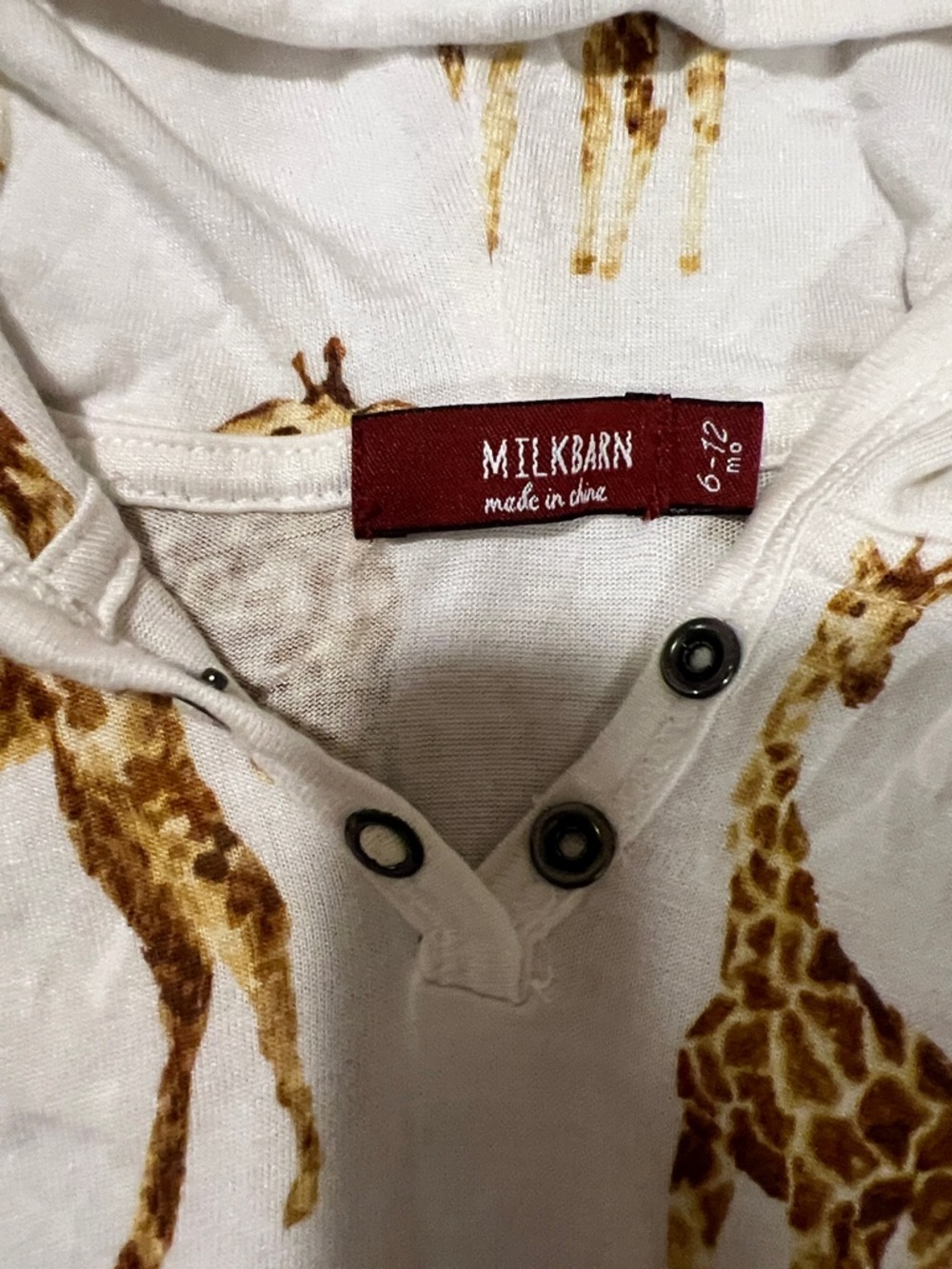 Milkbarn White Giraffe-Print Hooded Romper - Picture 2 of 3